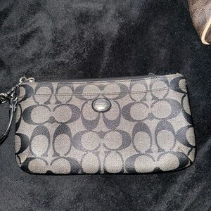 Coach Signature Black and Gray Wristlet
